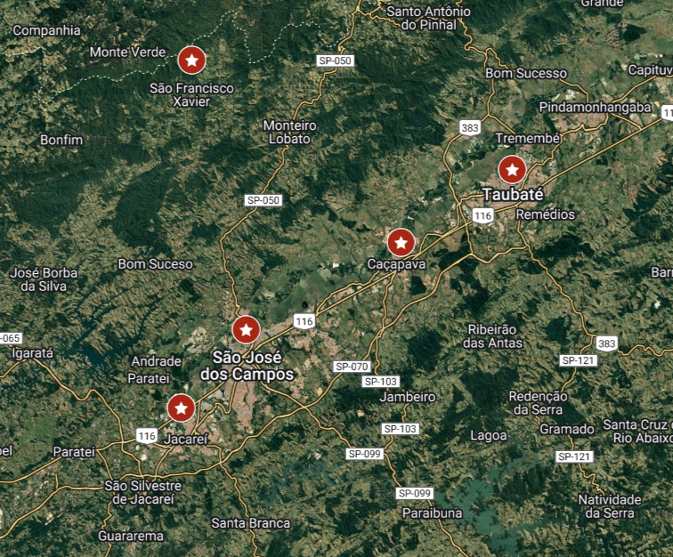 Mapa do Vale do Paraíba